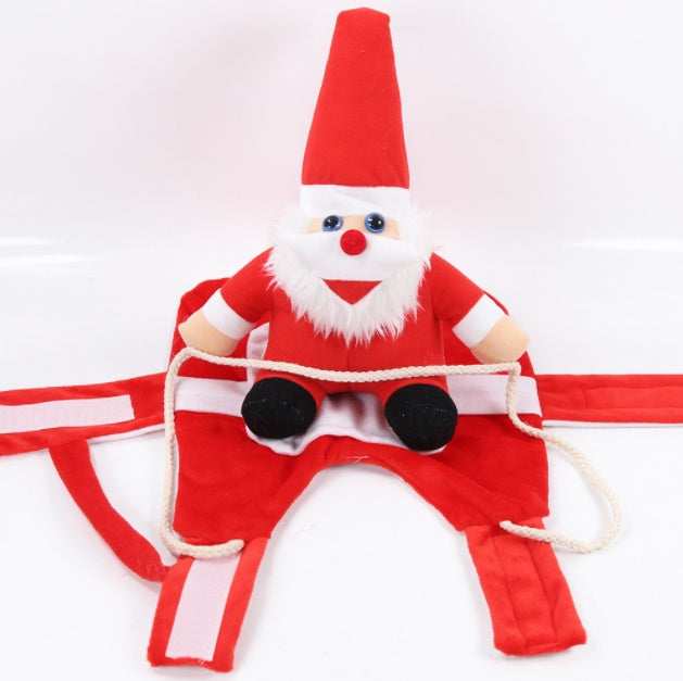 Plush toy resembling a Santa Claus figure with a red hat and white beard on a white background