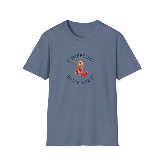 Green t-shirt with a graphic design and text on a white background