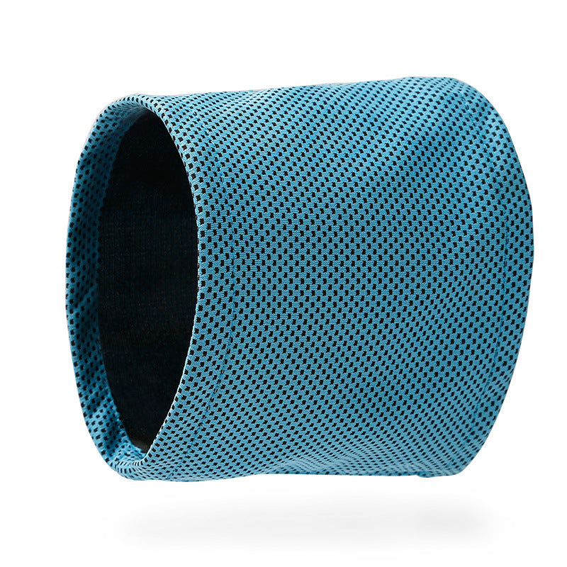 Blue cylindrical mesh object on a white background