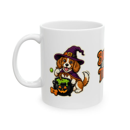 Brewing Up Some Treats Halloween Dog Mug – Witch Puppy Coffee Cupramic Mug, (11oz, 15oz)