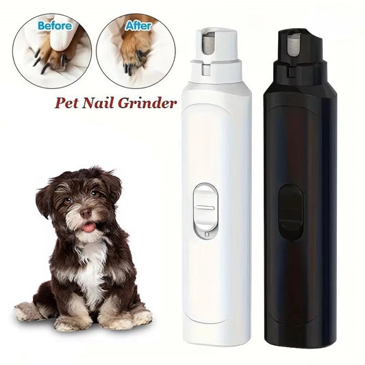 Pet nail grinder with a dog and before-after comparison on a white background