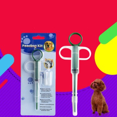 Pet feeding kit with packaging on a colorful background