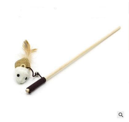 Handmade Wooden Cat Wand Toy