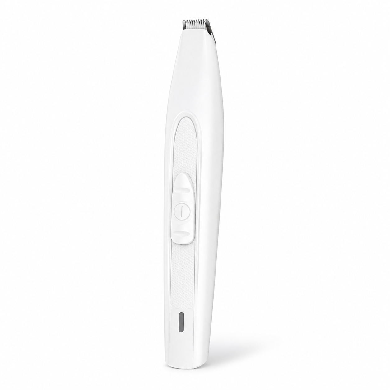 Rechargeable pet hair trimmer used for precision grooming around a dog's paw