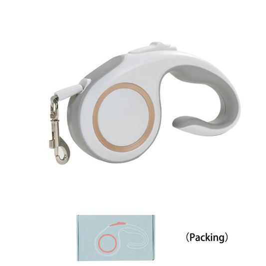 Retractable dog leash with packaging on a white background