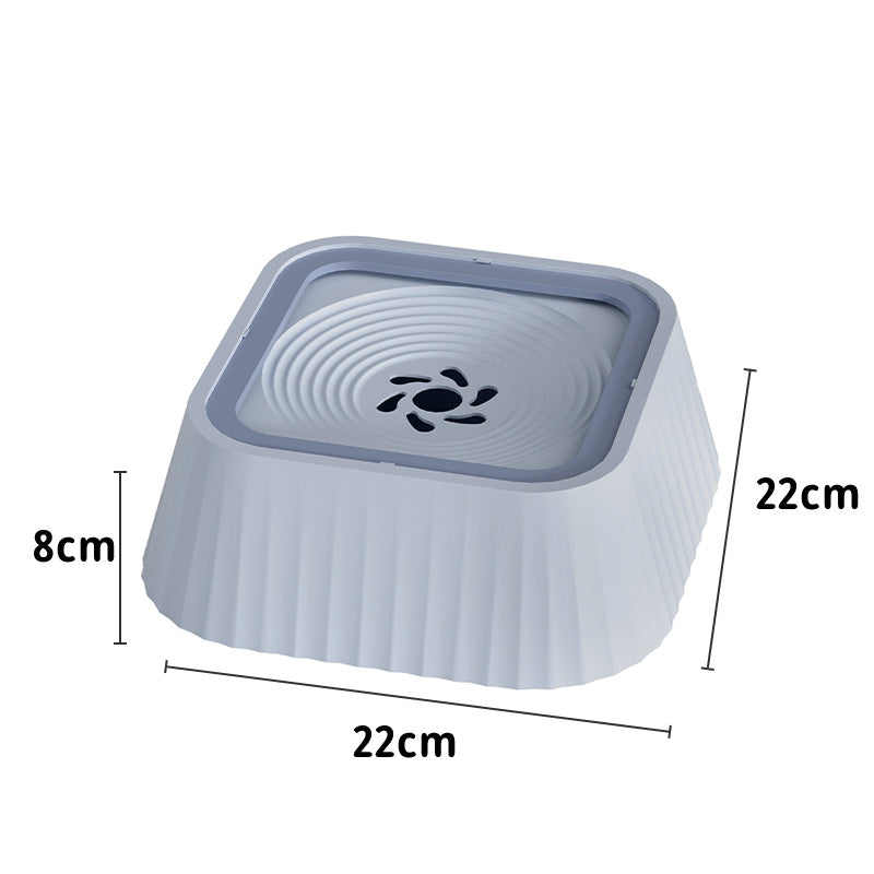 White pet bowl with dimensions on a white background