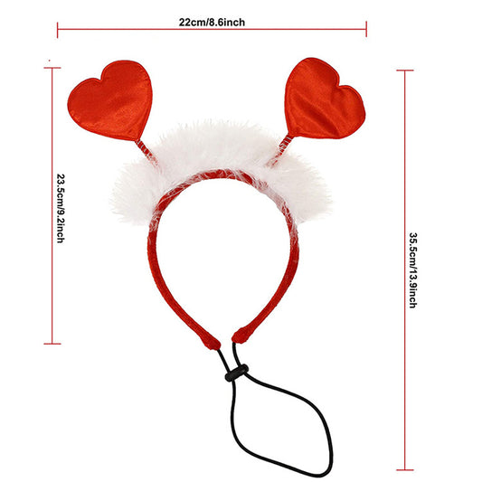 Heart-shaped headband with measurements on a white background