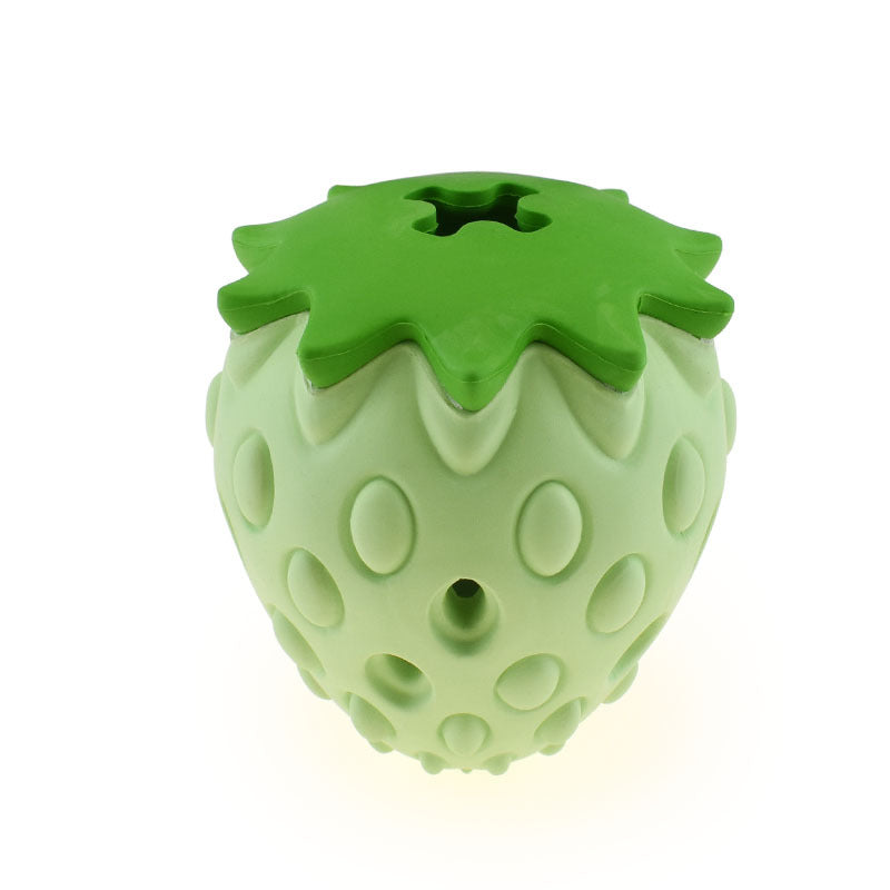 Green strawberry-shaped toy on a white background