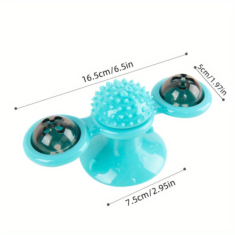 Turquoise fidget spinner with measurement labels on a white background
