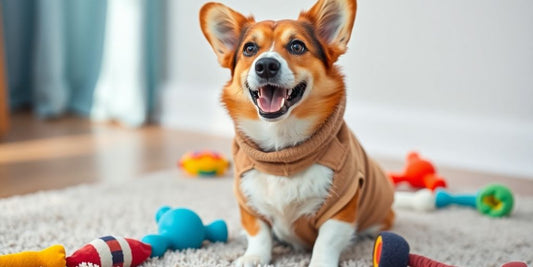 Medium dog in stylish, comfortable outfit.