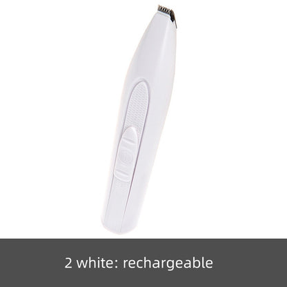 White rechargeable electric trimmer on a white background