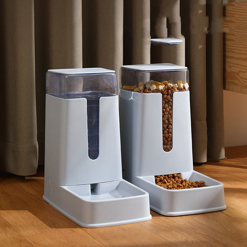 Double Pet Bowl with Automatic Feeder and Waterer