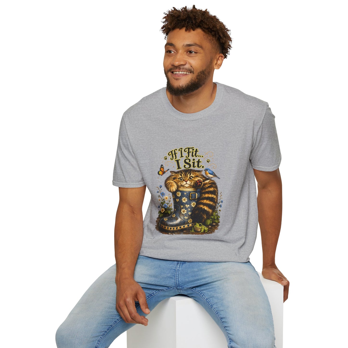 If I Fit... I Sit | Rain Boot Cat Shirt | Funny Kitty Tee | Cute Cat Lover Gift