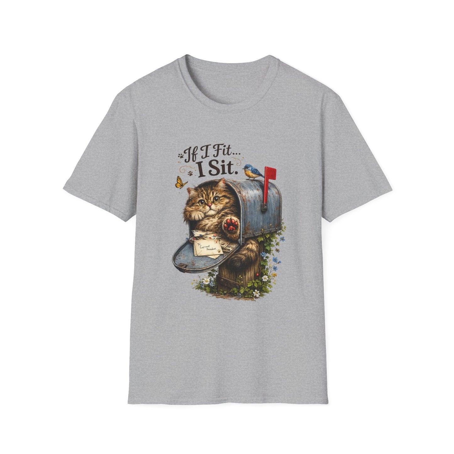 If I Fit... I Sit |  Mailbox Cat Shirt | Funny Mailbox Kitty Tee | Cute Cat Lover Gift
