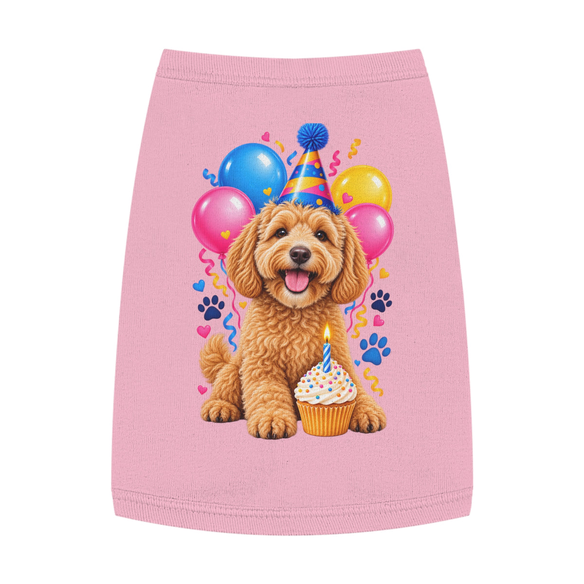 Pink dog birthday tank top for birthday parties and photos