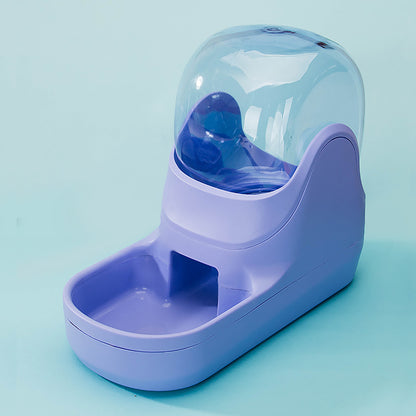 Purple pet water fountain on a light blue background