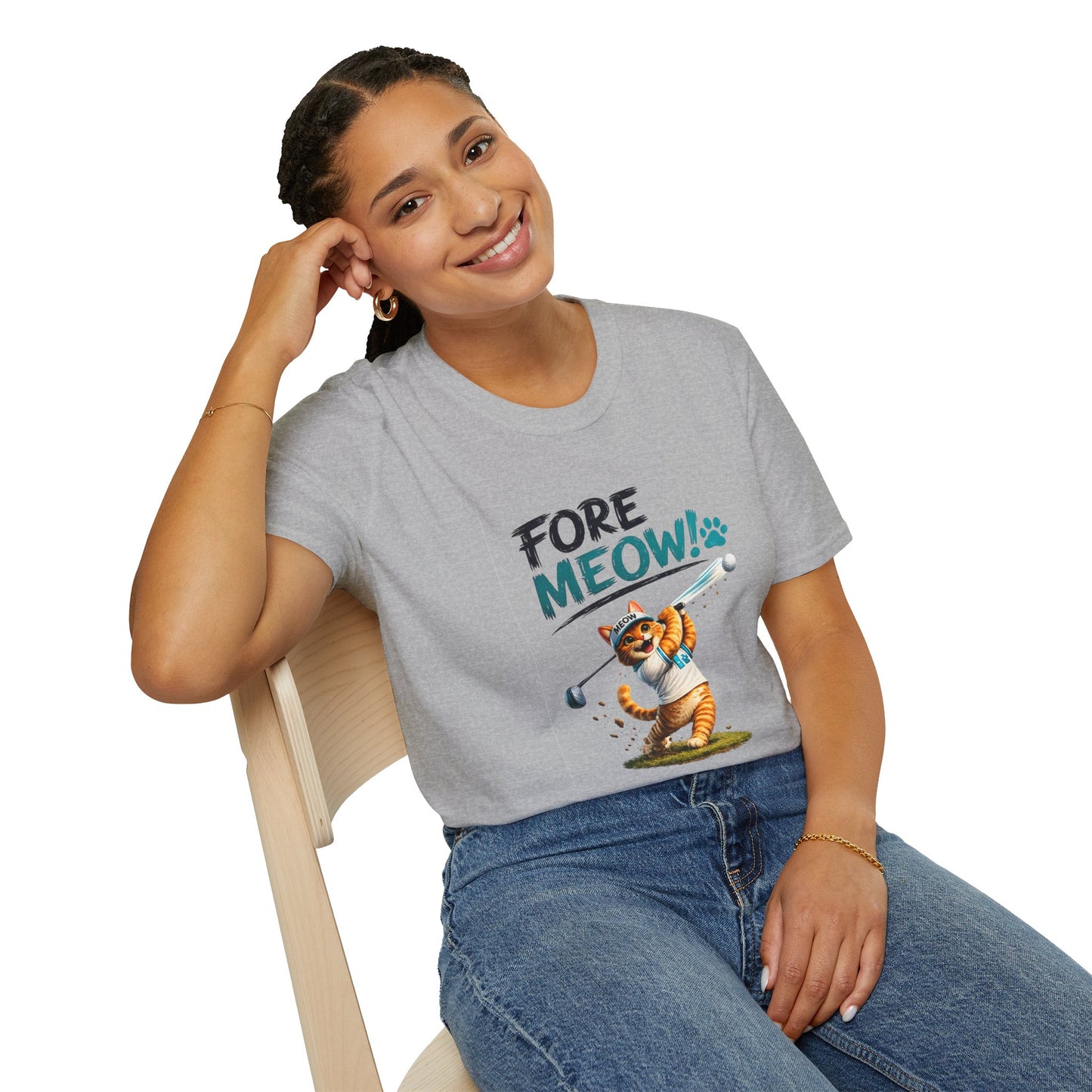Fore Meow funny cat golf T-shirt – Sport Grey