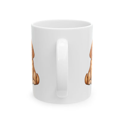 White ceramic puppy and kitten mug in 11 oz and 15 oz sizes