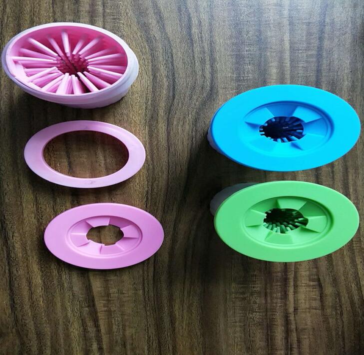 Colorful silicone baking molds on a wooden surface
