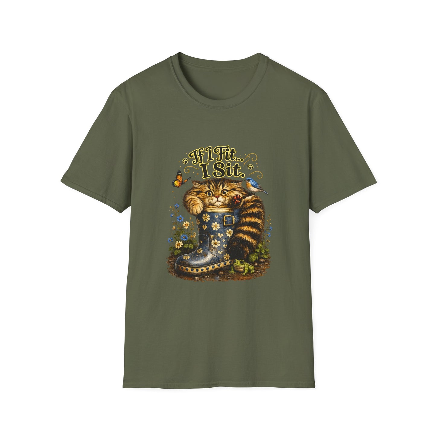 If I Fit... I Sit | Rain Boot Cat Shirt | Funny Kitty Tee | Cute Cat Lover Gift