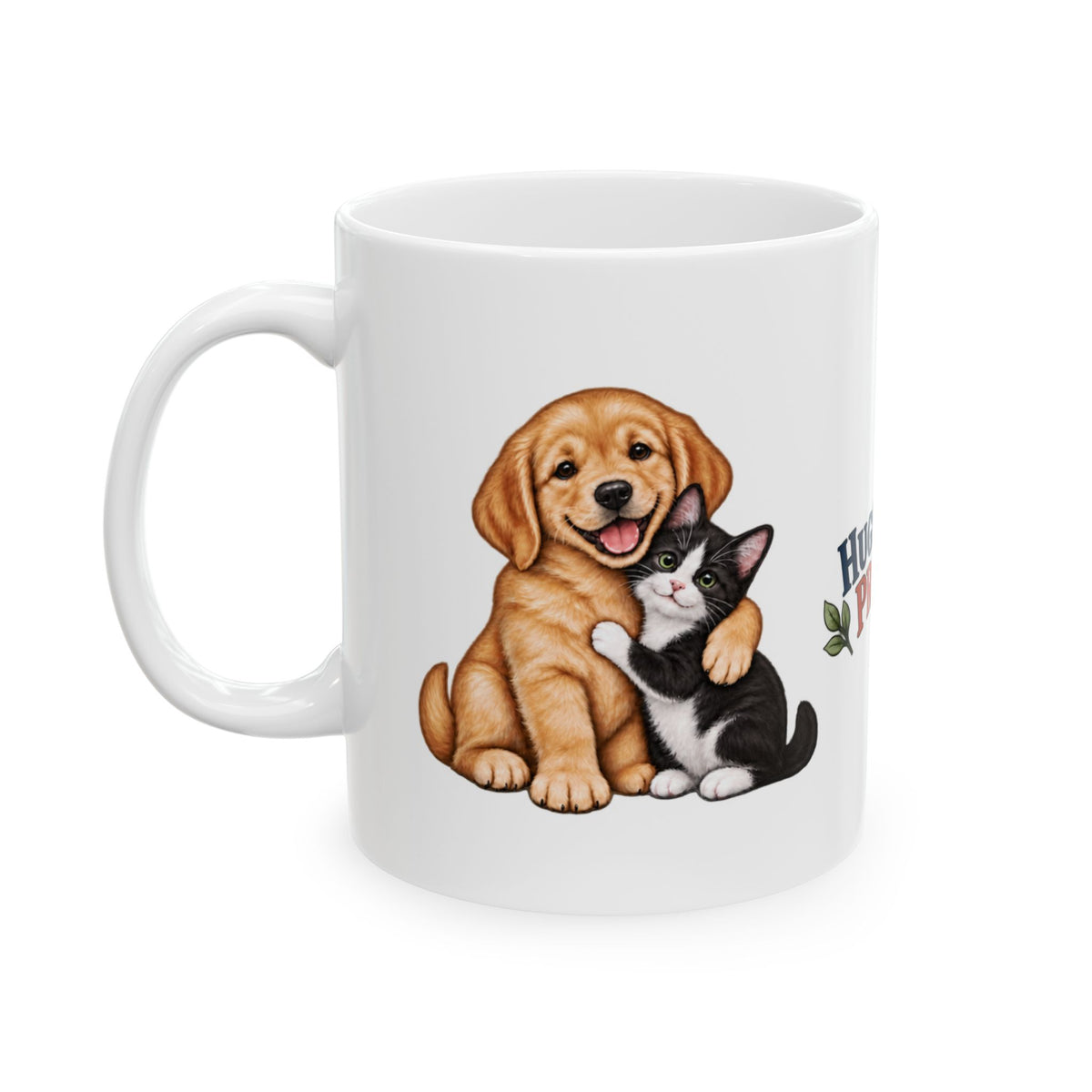 Hugs Love and Prayers puppy and kitten ceramic mug