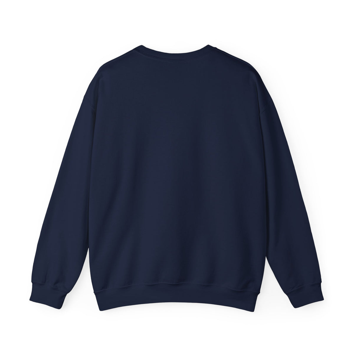 Back view of navy sweatshirt
