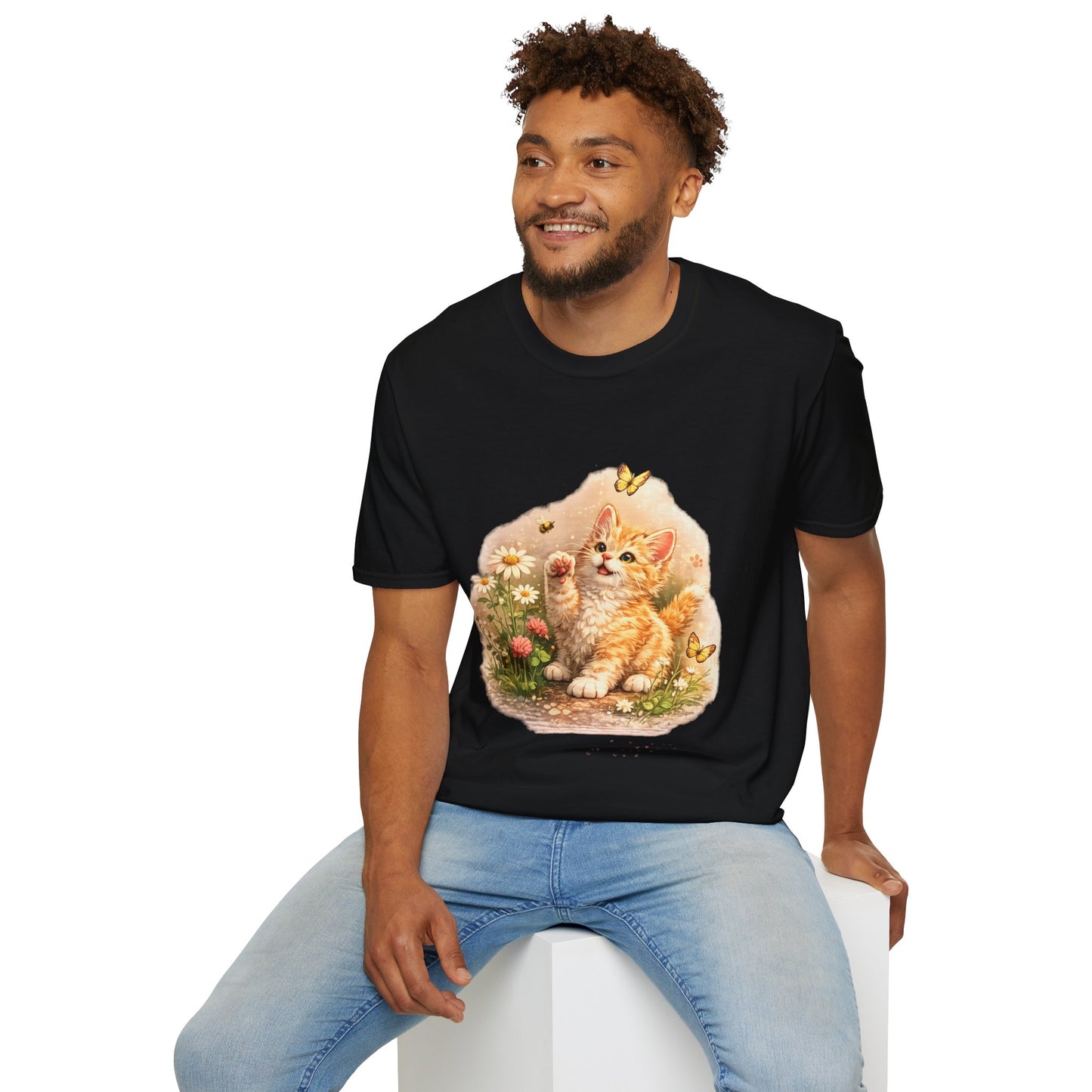 Cute Kitten Flower Garden T-Shirt