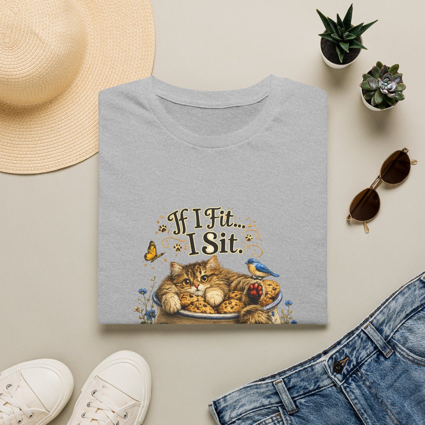 If I Fit... I Sit | Cookie Jar Cat Shirt | Funny Baking Kitty Tee | Cute Cat Lover Gift
