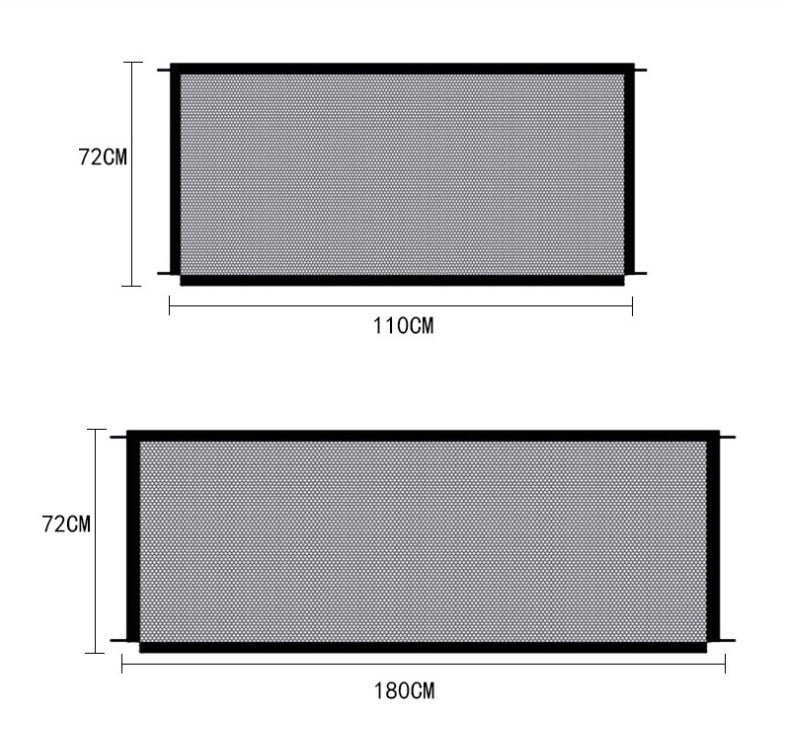 Dimensions of two rectangular mesh panels with measurements in centimeters.