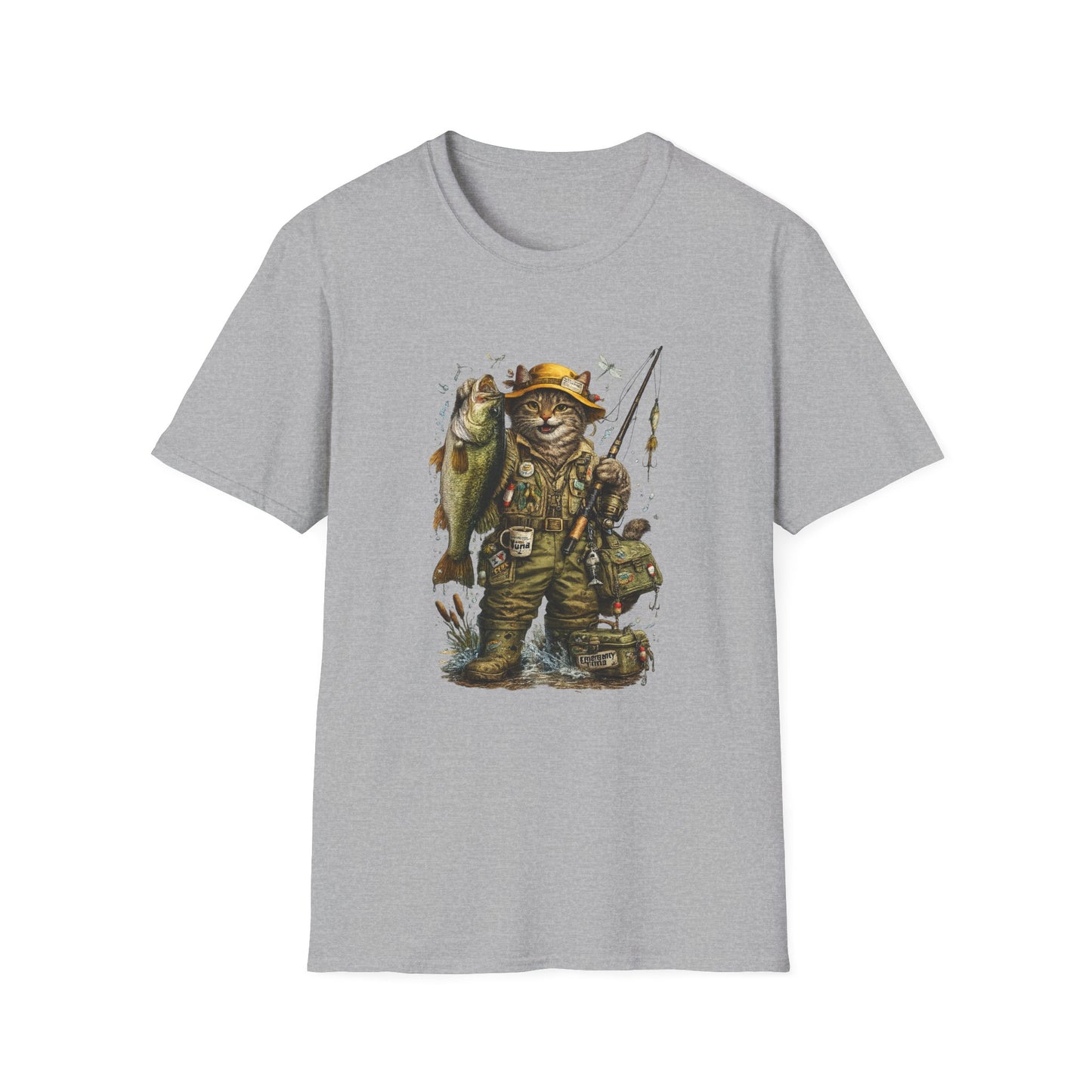 Funny Fishing Cat T-Shirt | Bass Fishing Cat Tee | Fisherman Gift |
