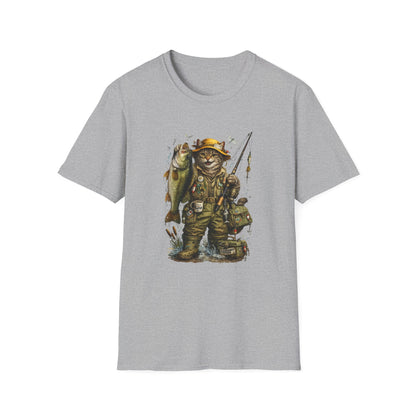 Funny Fishing Cat T-Shirt | Bass Fishing Cat Tee | Fisherman Gift |