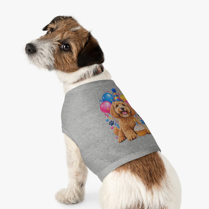 Cute dog birthday  heather shirt with party puppy and cupcake