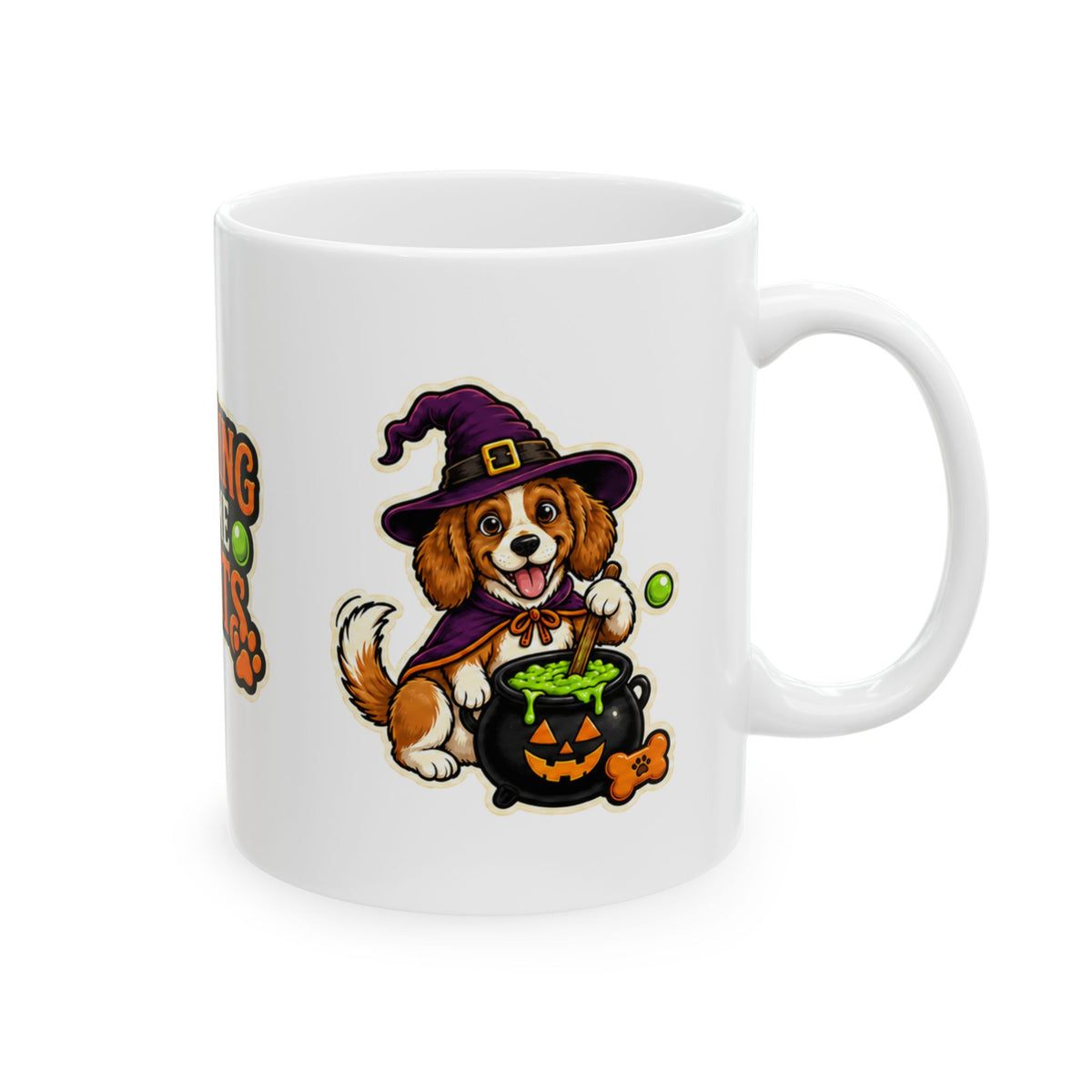 Brewing Up Some Treats Halloween Dog Mug – Witch Puppy Coffee Cupramic Mug, (11oz, 15oz)