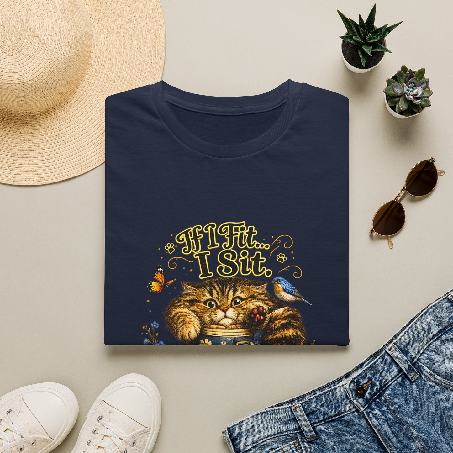 If I Fit... I Sit | Rain Boot Cat Shirt | Funny Kitty Tee | Cute Cat Lover Gift