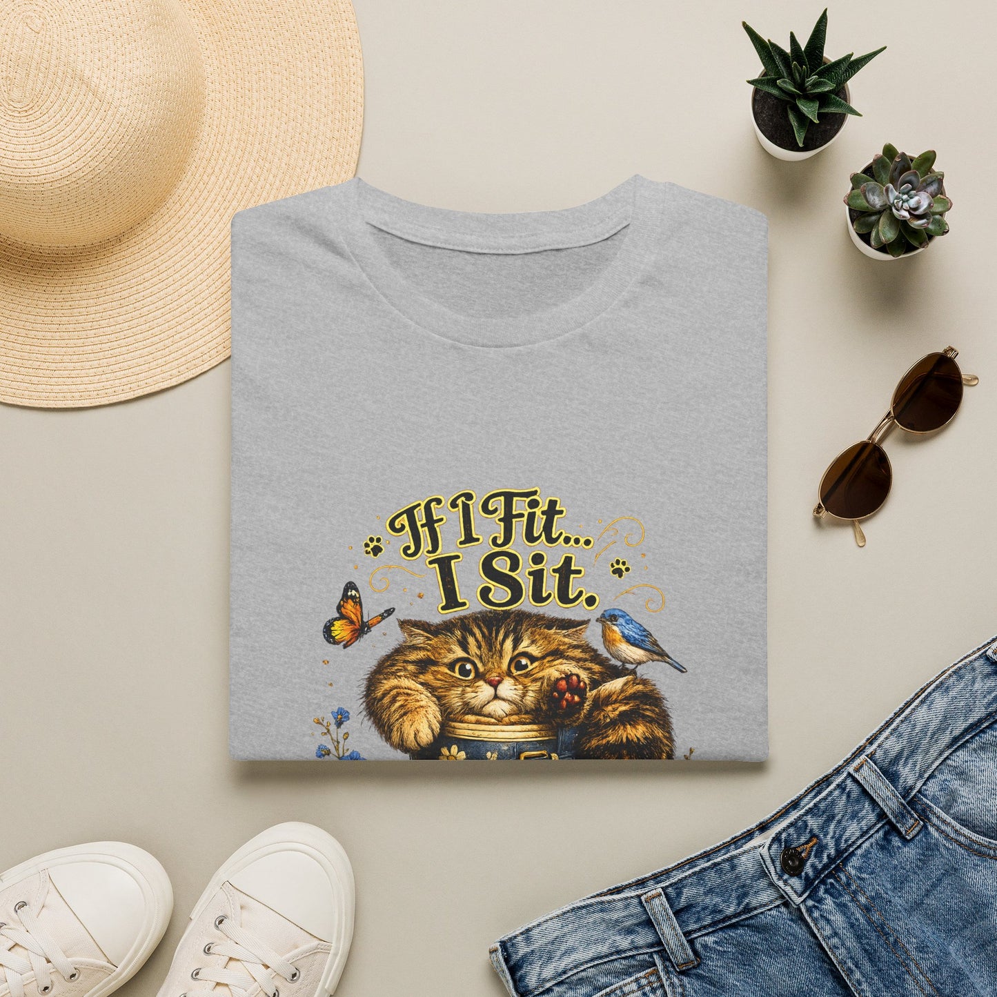 If I Fit... I Sit | Rain Boot Cat Shirt | Funny Kitty Tee | Cute Cat Lover Gift