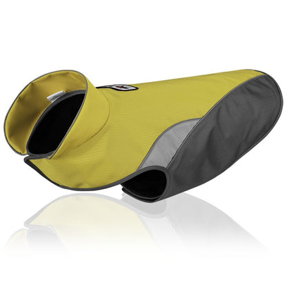 Yellow and gray dog coat on a white background