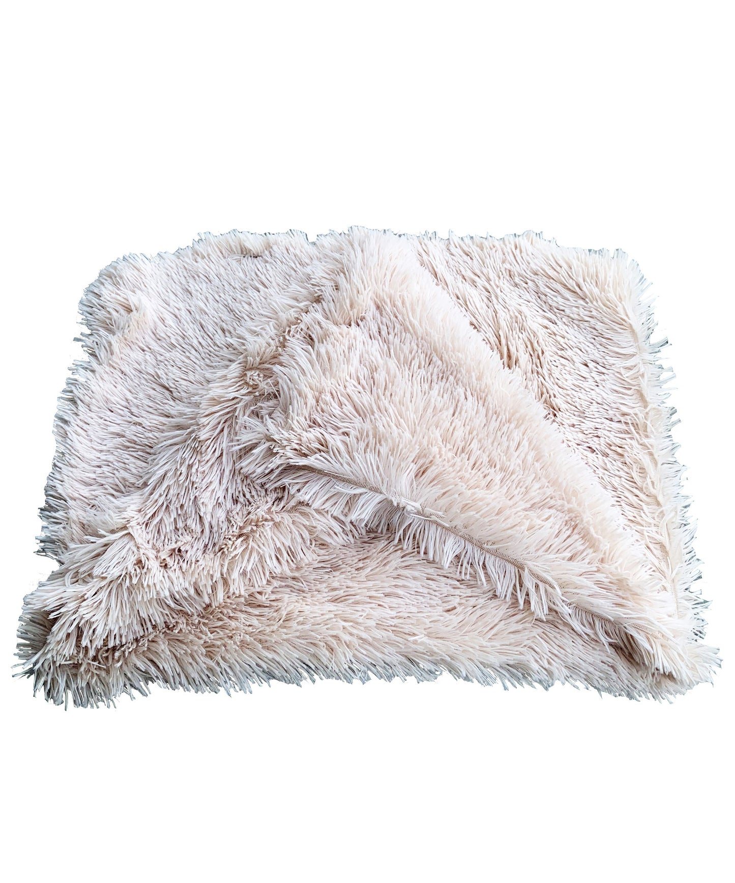 Beige fluffy blanket on a white background