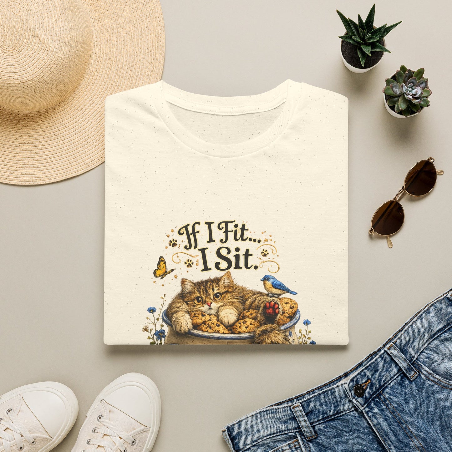 If I Fit... I Sit | Cookie Jar Cat Shirt | Funny Baking Kitty Tee | Cute Cat Lover Gift
