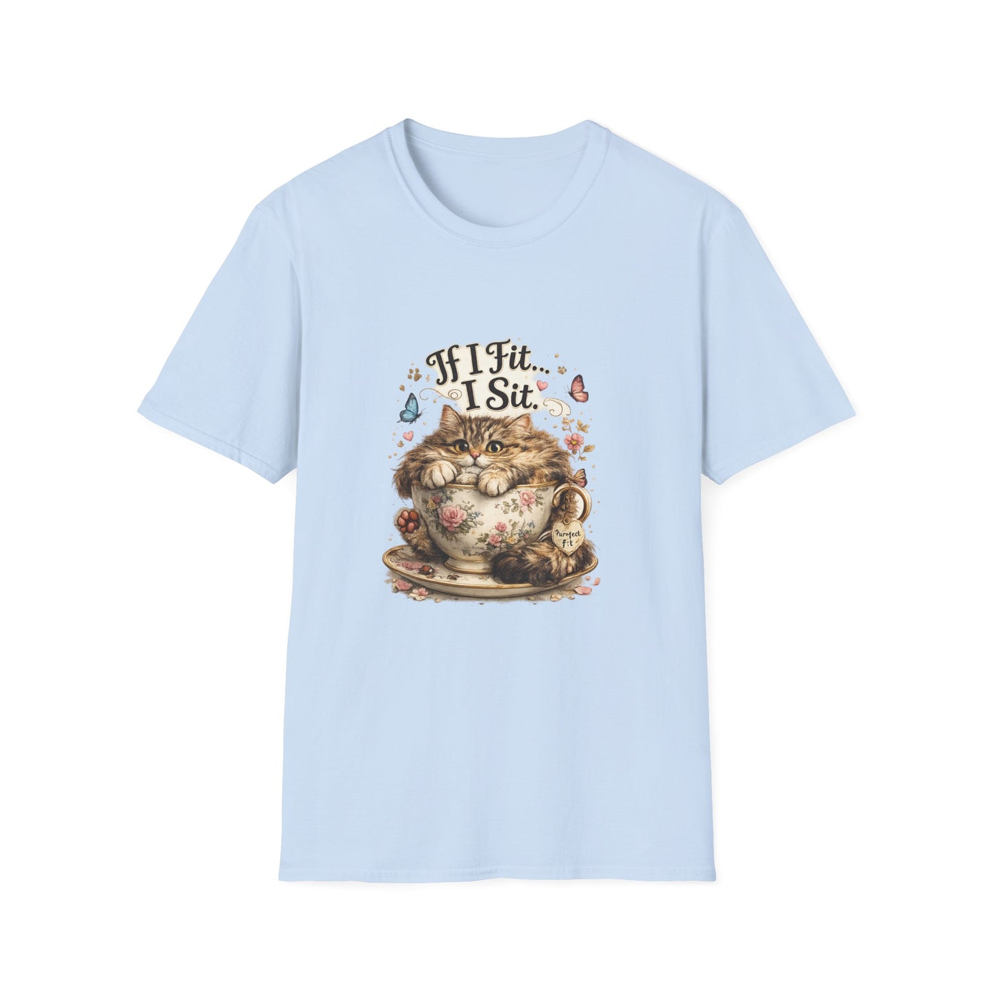 If I Fit... I Sit.™ Coffee Cup Cat Shirt | Funny Coffee Lover Kitty Tee | Cute Cat Lover Gift