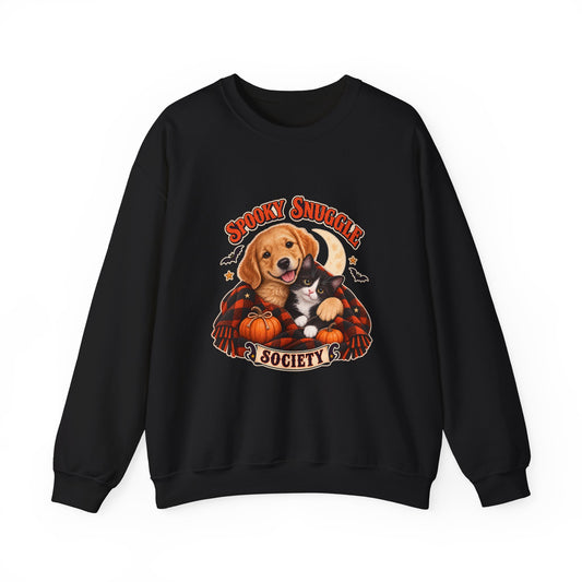Spooky Snuggle Society Halloween puppy and kitten sweatshirt in black