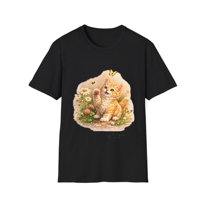 Cute Kitten Flower Garden T-Shirt