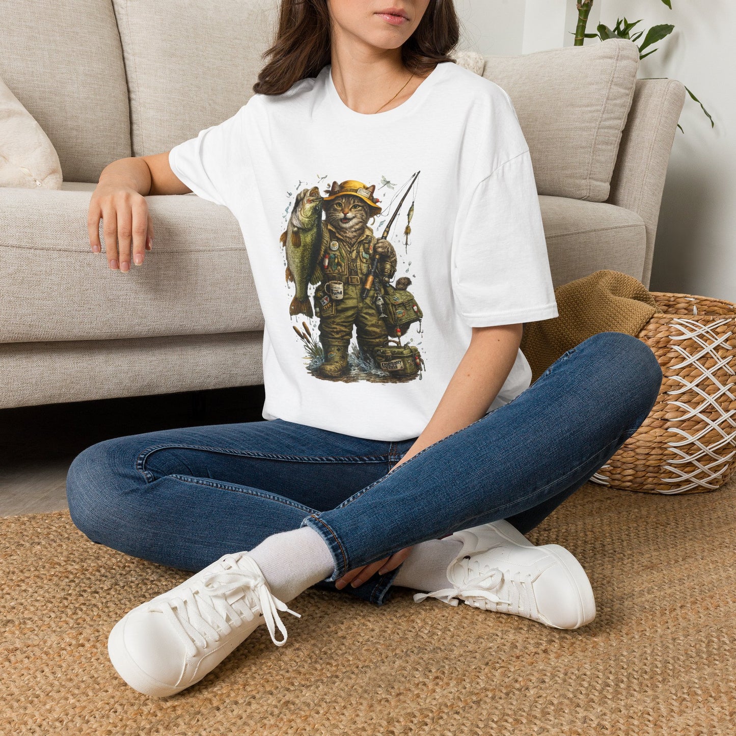 Funny Fishing Cat T-Shirt | Bass Fishing Cat Tee | Fisherman Gift |