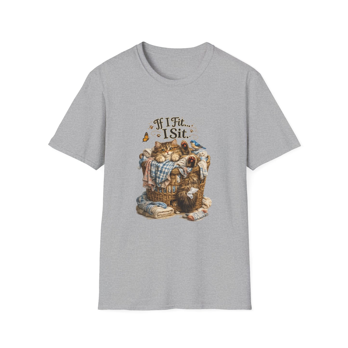 If I Fit... I Sit.™ Laundry Basket Cat Shirt | Funny Laundry Kitty Tee | Cute Cat Lover Gift