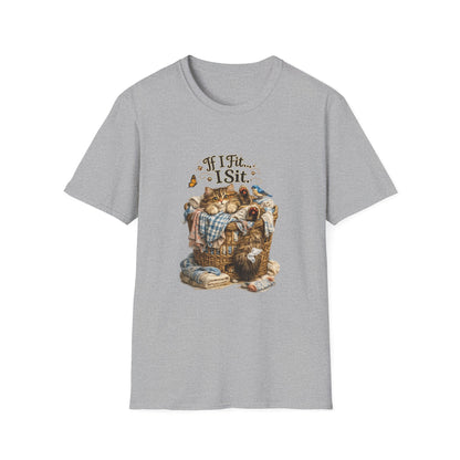 If I Fit... I Sit.™ Laundry Basket Cat Shirt | Funny Laundry Kitty Tee | Cute Cat Lover Gift