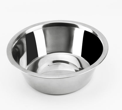 Stainless steel bowl on a white background