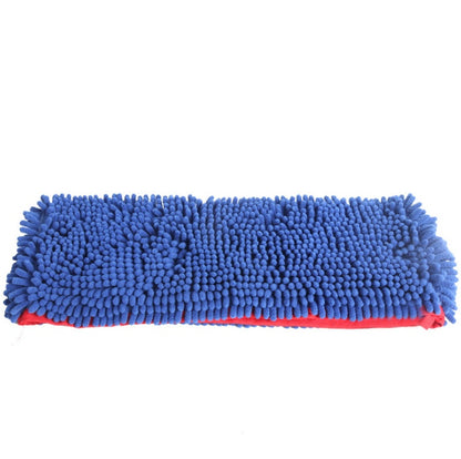 Blue and red cleaning pad on a white background