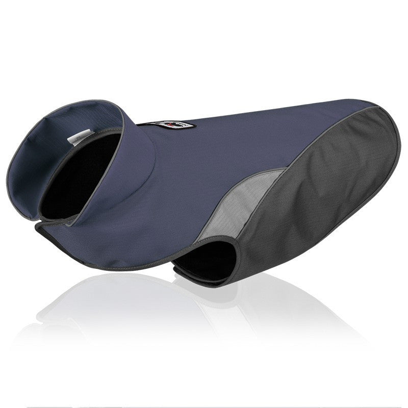 Navy blue and gray car seat cover on a white background