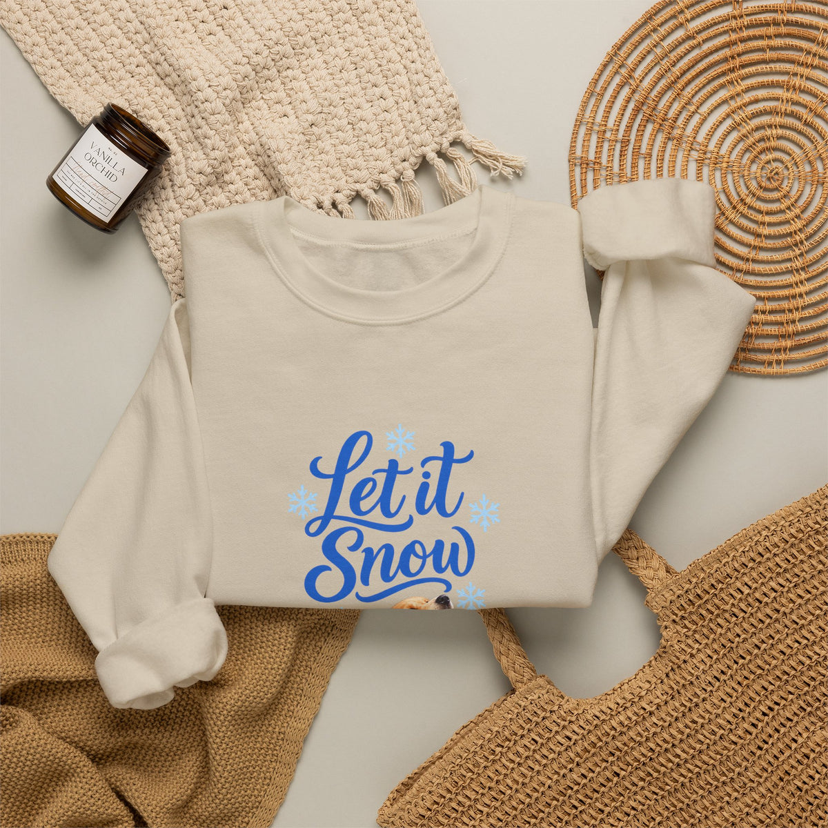 Let It Snow Golden Retriever Puppy Sweatshirt | Unisex Winter Crewneck