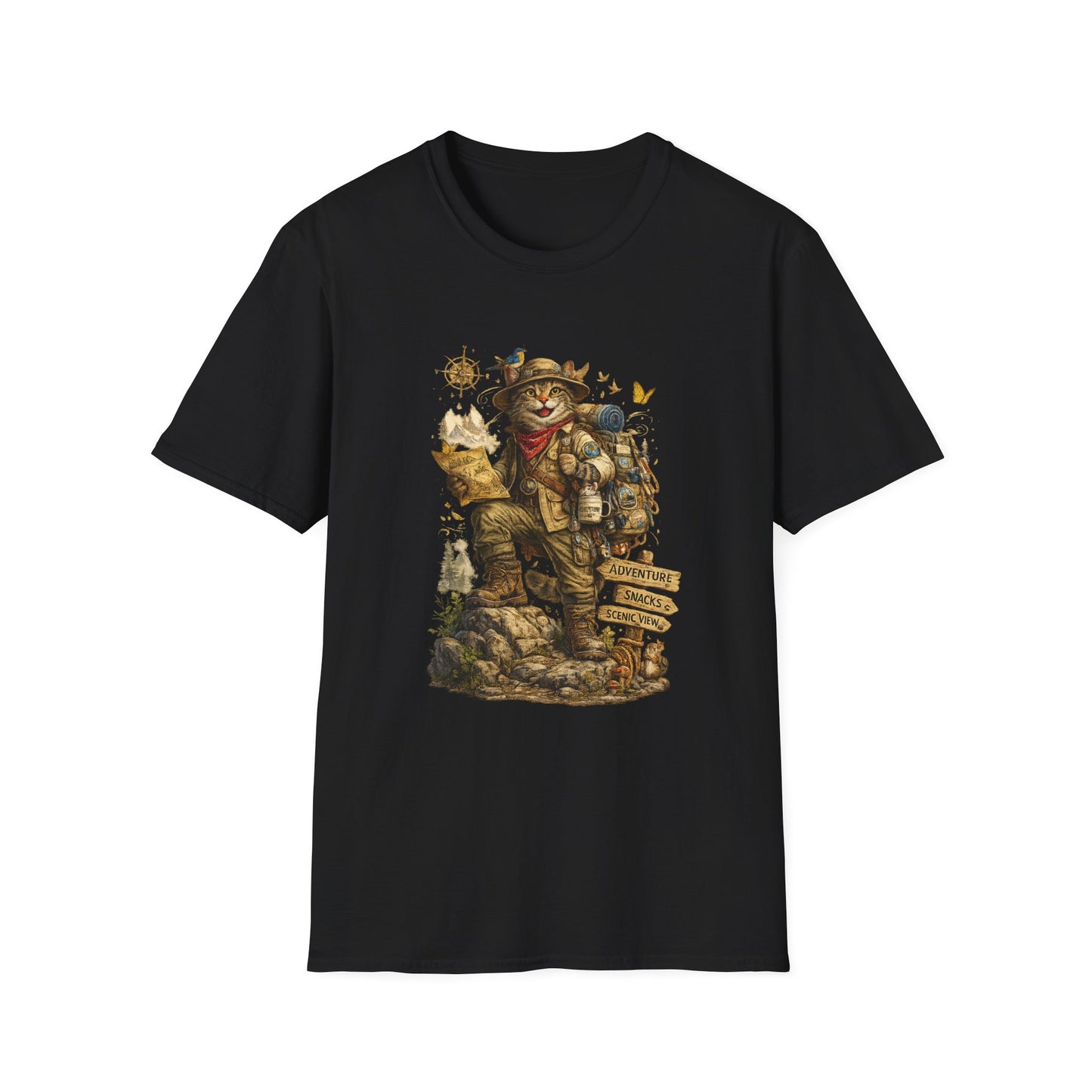 Adventure Cat Hiking Shirt | Funny Backpacking Cat T-Shirt |