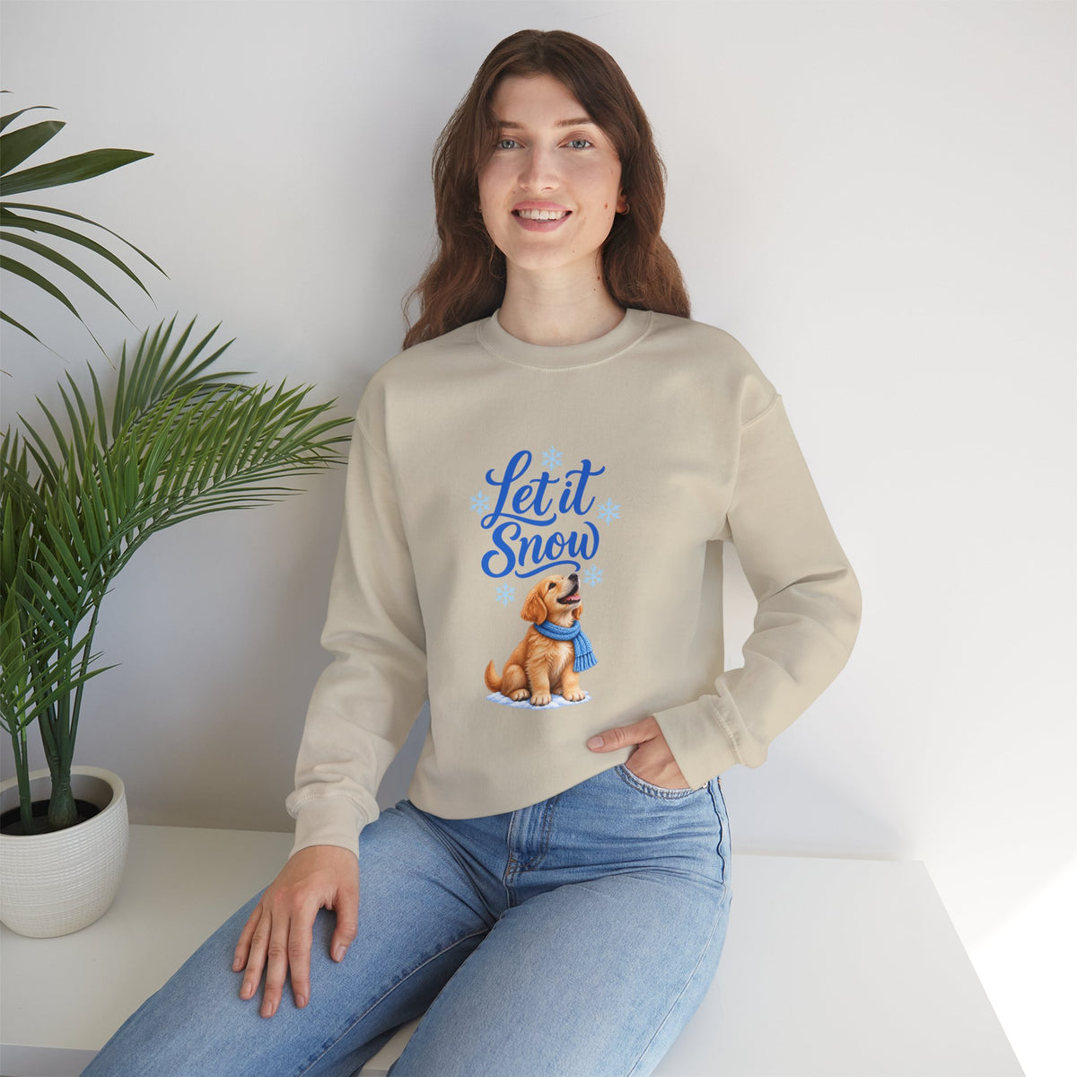 Let It Snow Golden Retriever Puppy Sweatshirt | Unisex Winter Crewneck